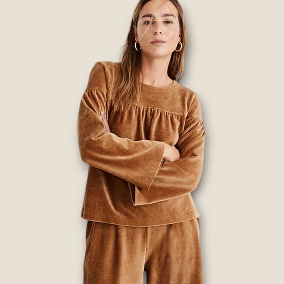 Madewell Texture & Thread Brown Corduroy Swing Top - Picture 1 of 7